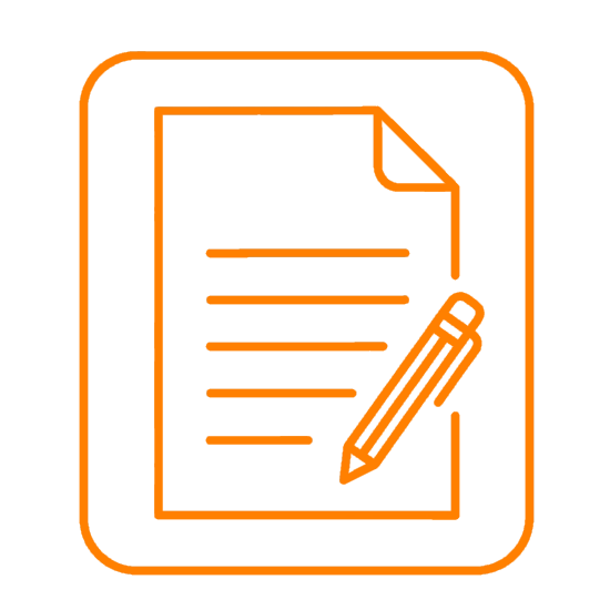 A logo of a pencil writing on paper to represent AI Content Creation (Blogging) software.