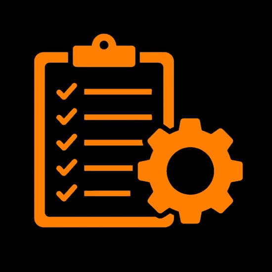 An icon of a checklist with a cog in front to represent the AI Project and Task Management software category.