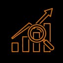 An icon of a graph with an upward pointing arrow to represent the AI SEO category of products.