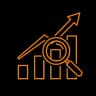 An icon of a graph with an upward pointing arrow to represent the AI SEO category of products.